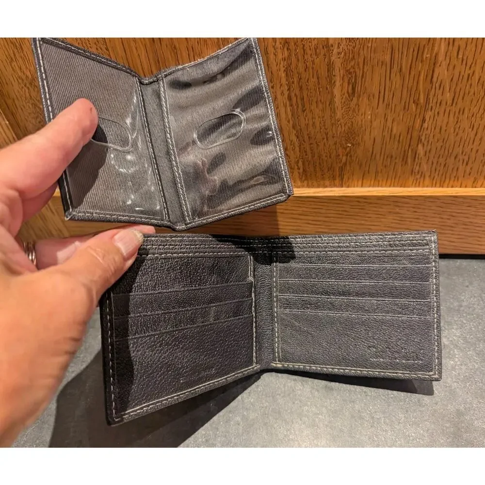 Timberland Men's Black Genuine Leather RFID Bi-Fold Passcase Wallet